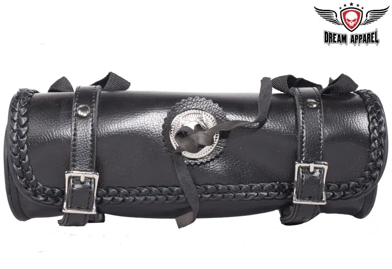 12" PVC Motorcycle Tool Bag With Braid & Concho
