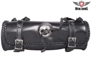12" PVC Motorcycle Tool Bag With Braid & Concho