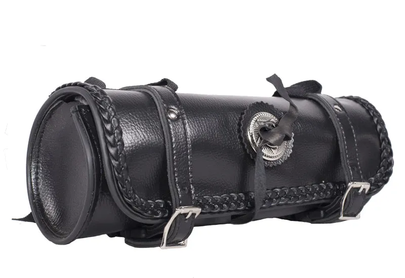 12" PVC Motorcycle Tool Bag With Braid & Concho