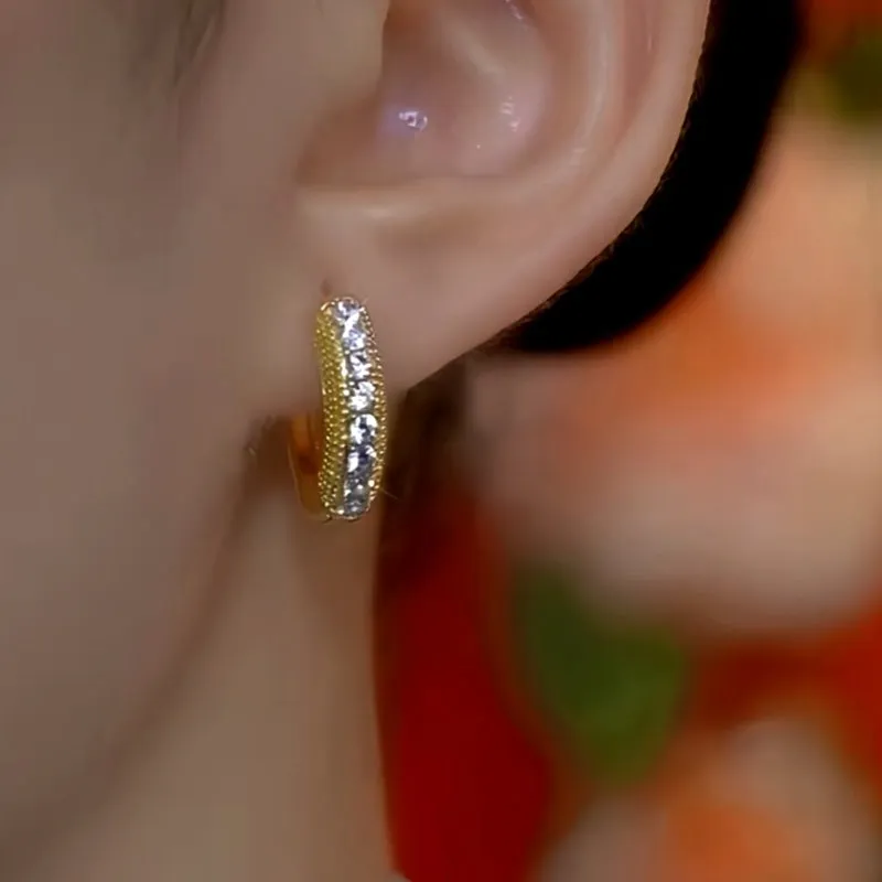 14K Gold-Plated Exquisite Zircon Hoop Earrings