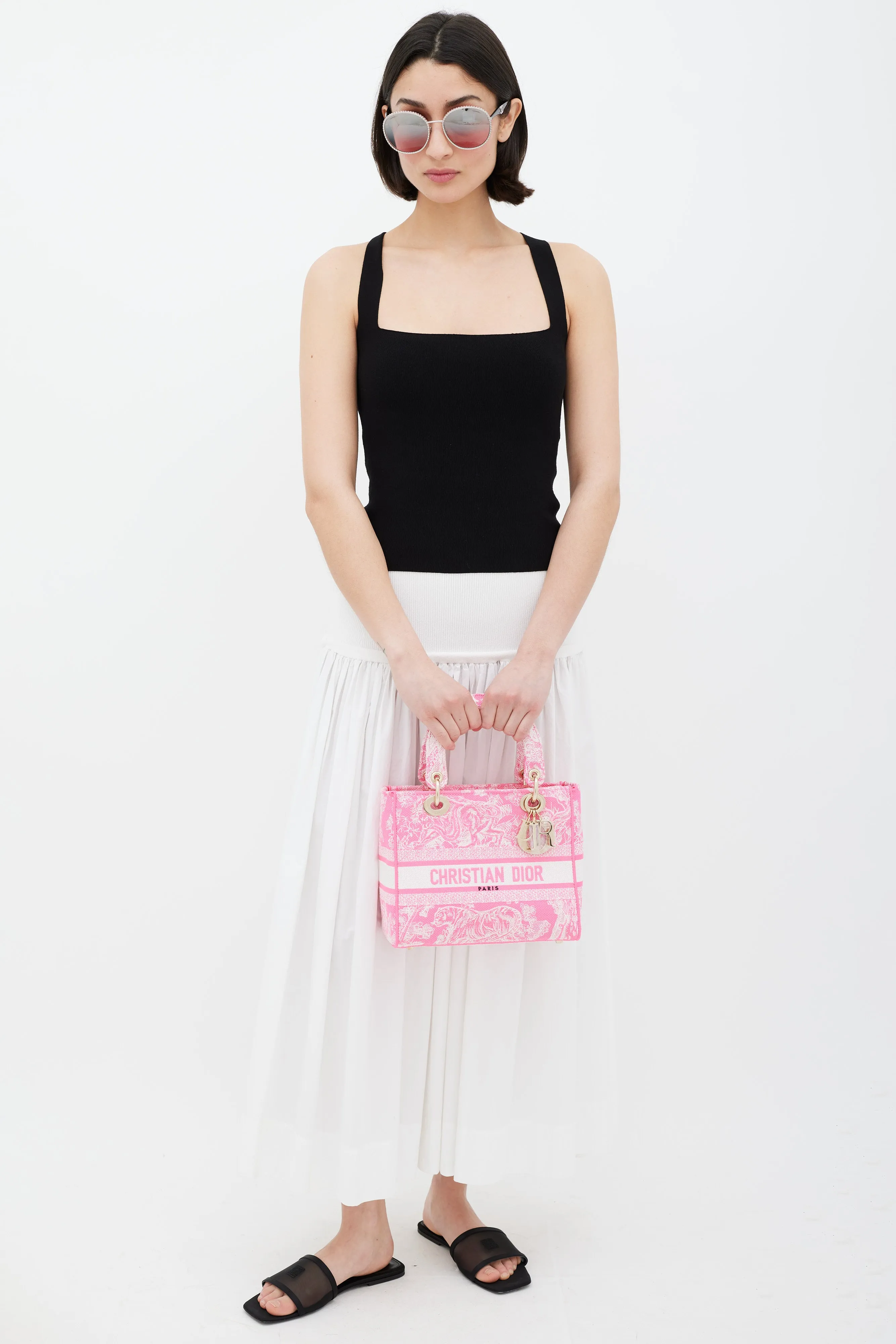 2022 Neon Pink Canvas Toile de Jouy Reverse Lady D-Lite Bag