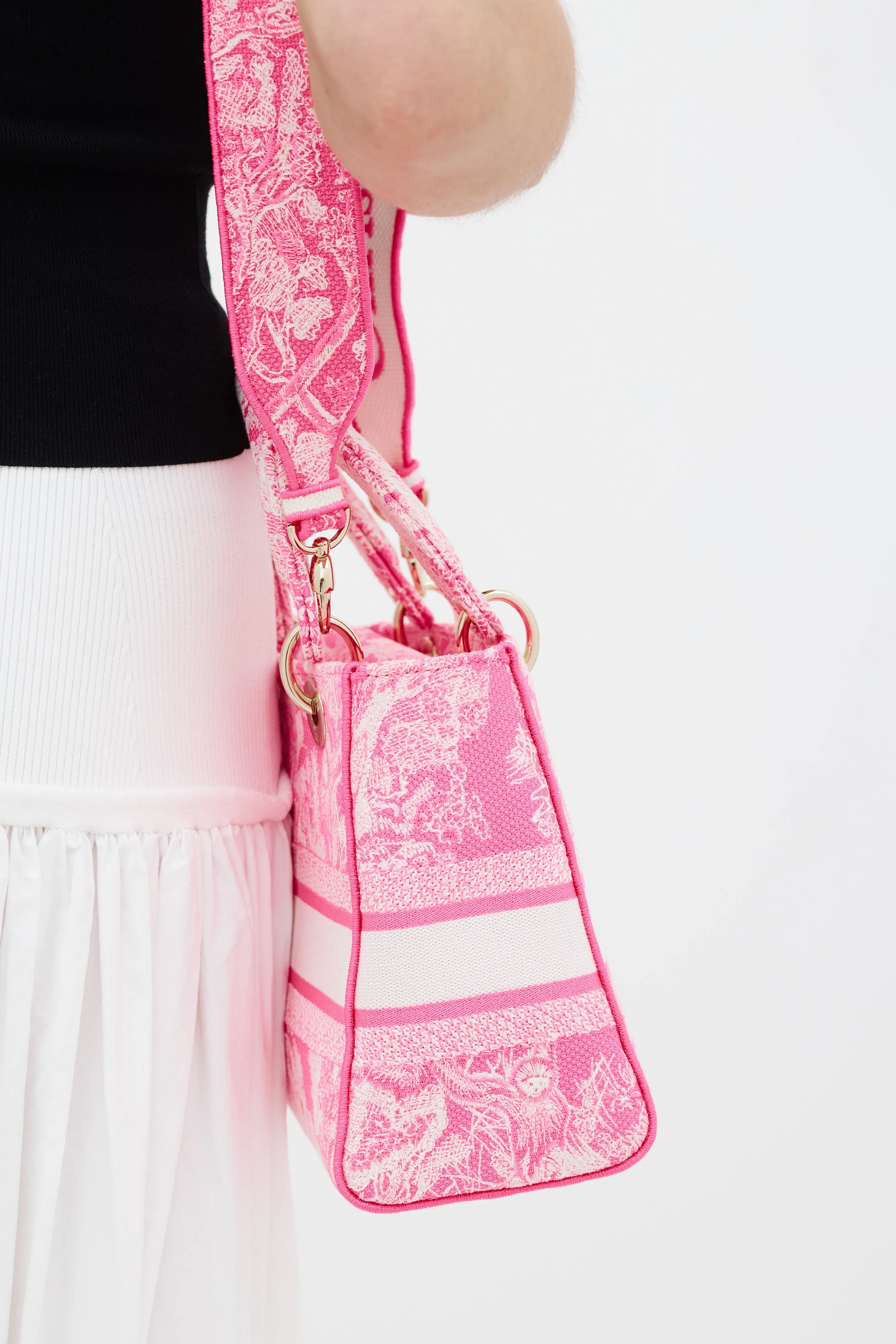 2022 Neon Pink Canvas Toile de Jouy Reverse Lady D-Lite Bag
