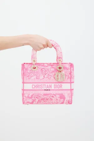 2022 Neon Pink Canvas Toile de Jouy Reverse Lady D-Lite Bag