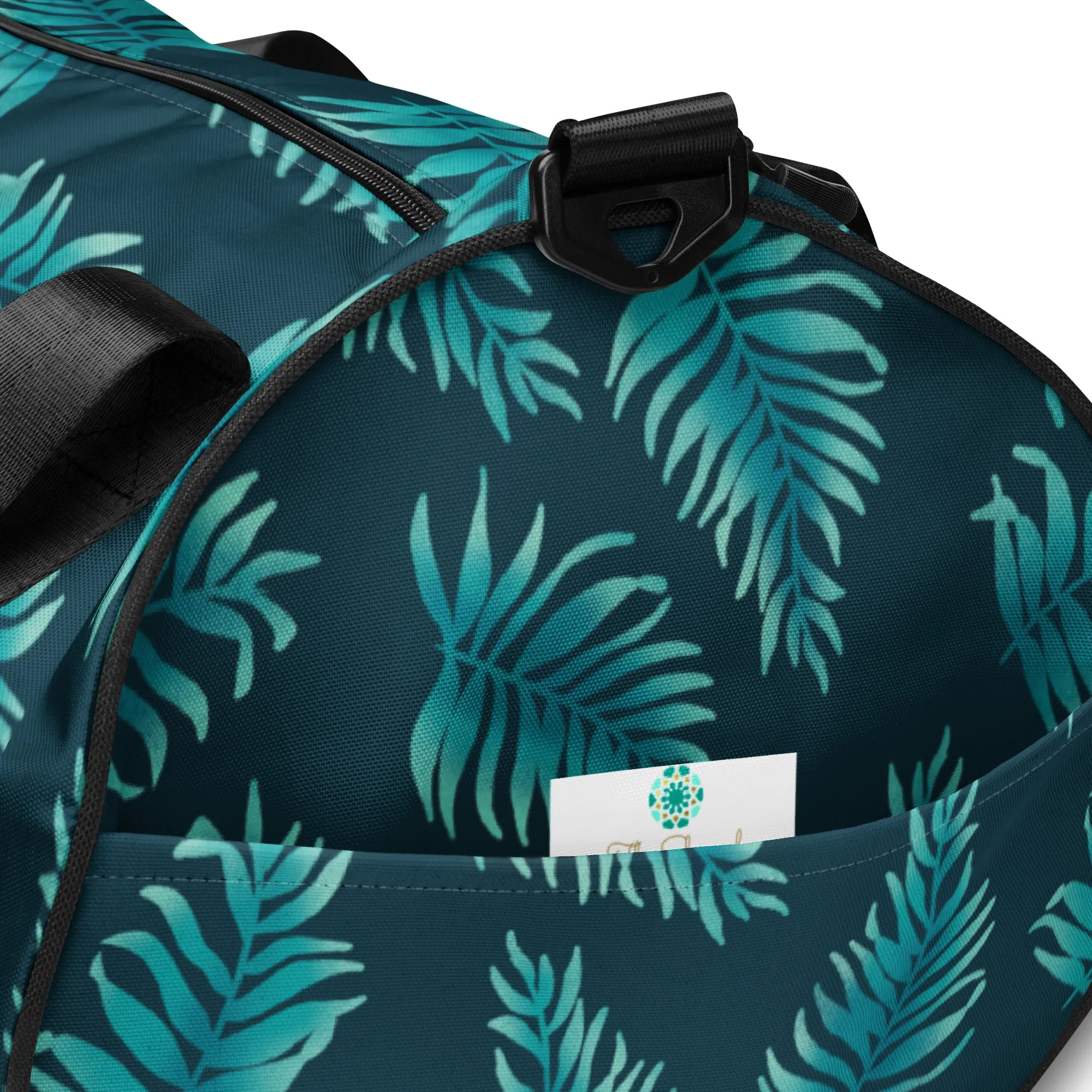 All-over print gym bag - Palm Leaves in Blue Ombre