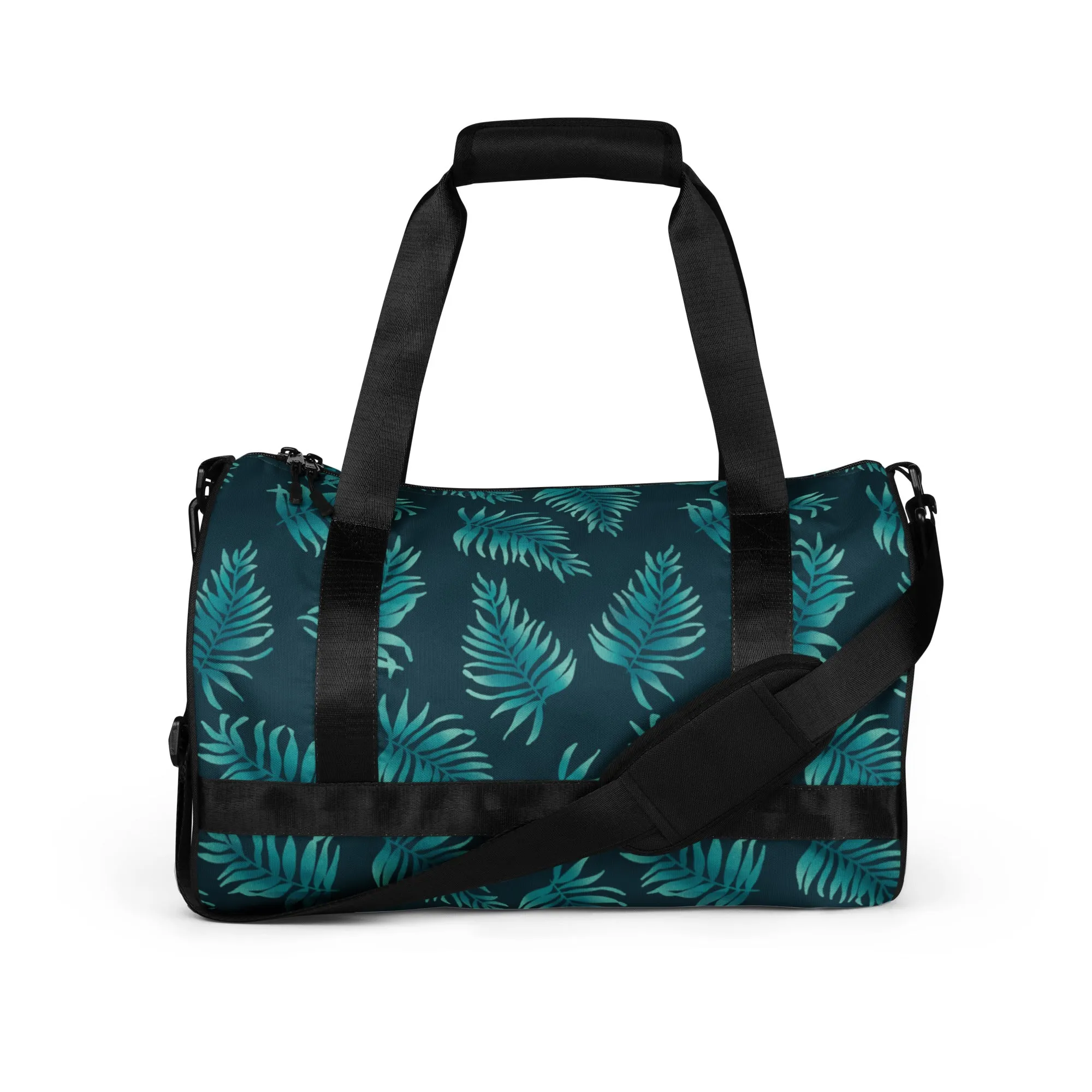 All-over print gym bag - Palm Leaves in Blue Ombre