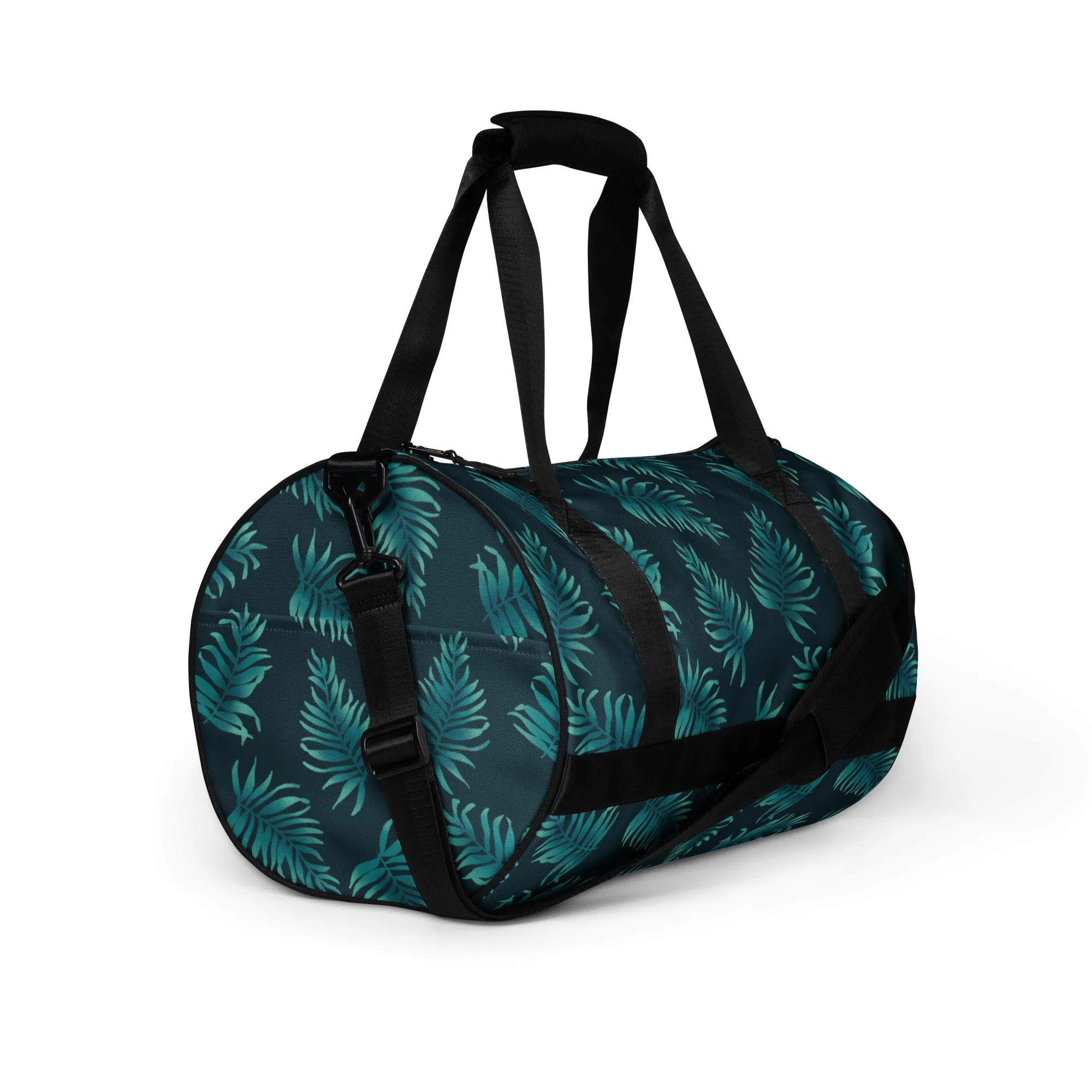All-over print gym bag - Palm Leaves in Blue Ombre