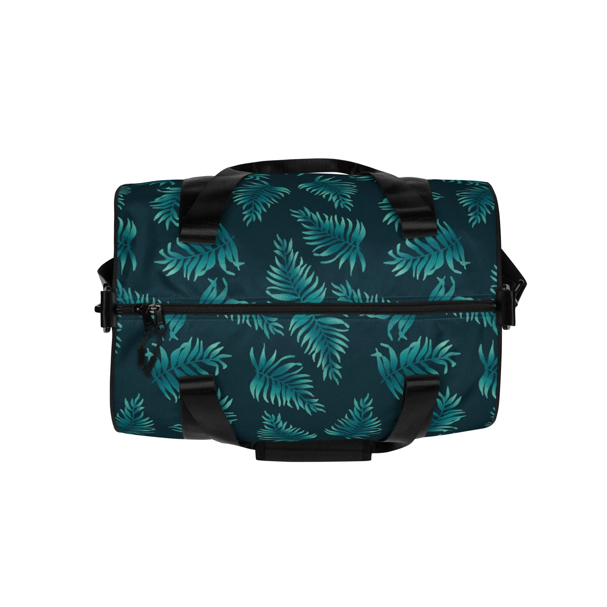All-over print gym bag - Palm Leaves in Blue Ombre