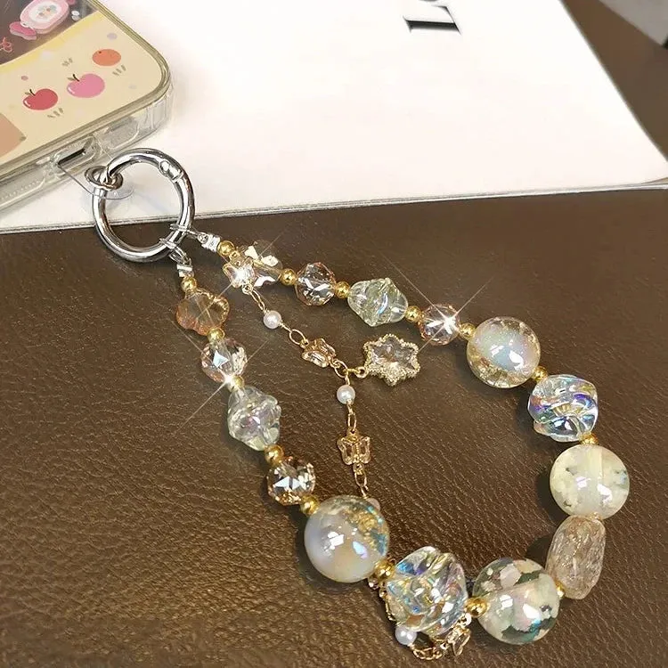 Beautiful Sparkling Dreamy Starry Crystal Beaded Phone Keychain Wrist Hand Strap
