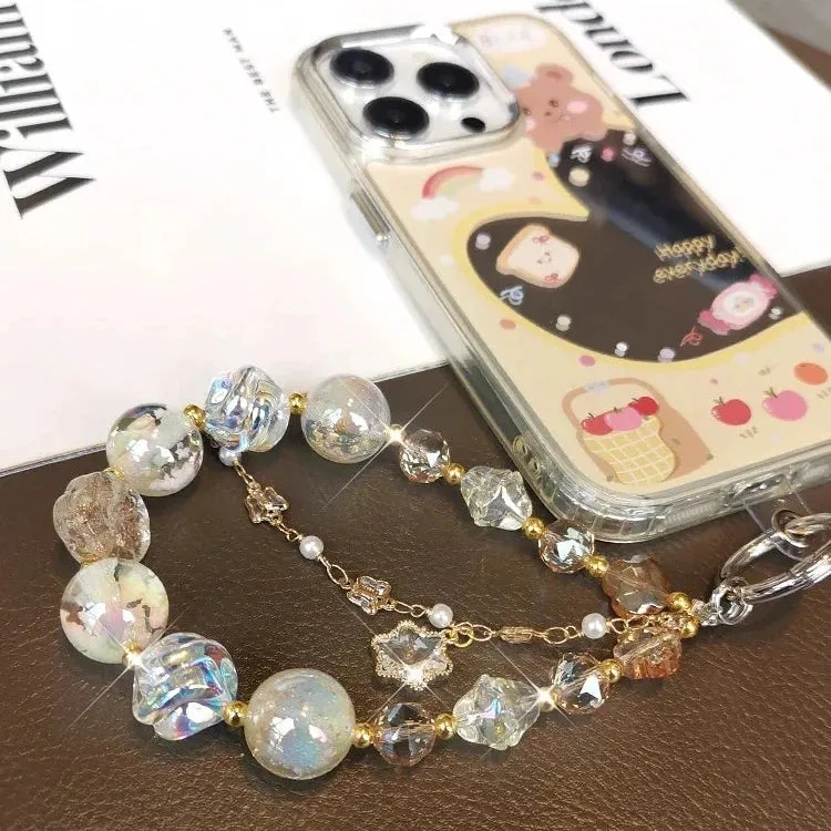 Beautiful Sparkling Dreamy Starry Crystal Beaded Phone Keychain Wrist Hand Strap