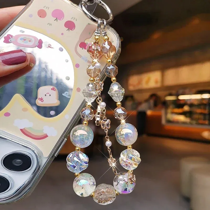Beautiful Sparkling Dreamy Starry Crystal Beaded Phone Keychain Wrist Hand Strap
