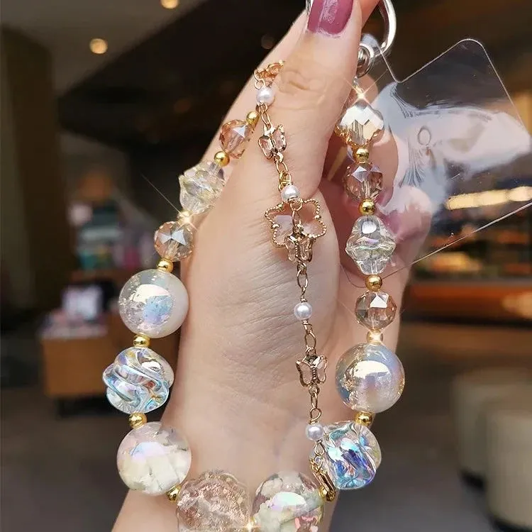Beautiful Sparkling Dreamy Starry Crystal Beaded Phone Keychain Wrist Hand Strap