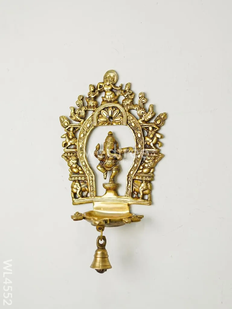 Brass Hanging Ganesha Diya with Bell - WL4552