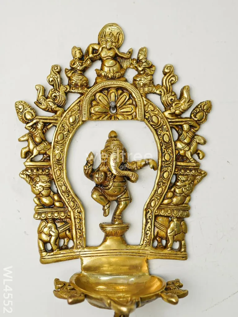 Brass Hanging Ganesha Diya with Bell - WL4552