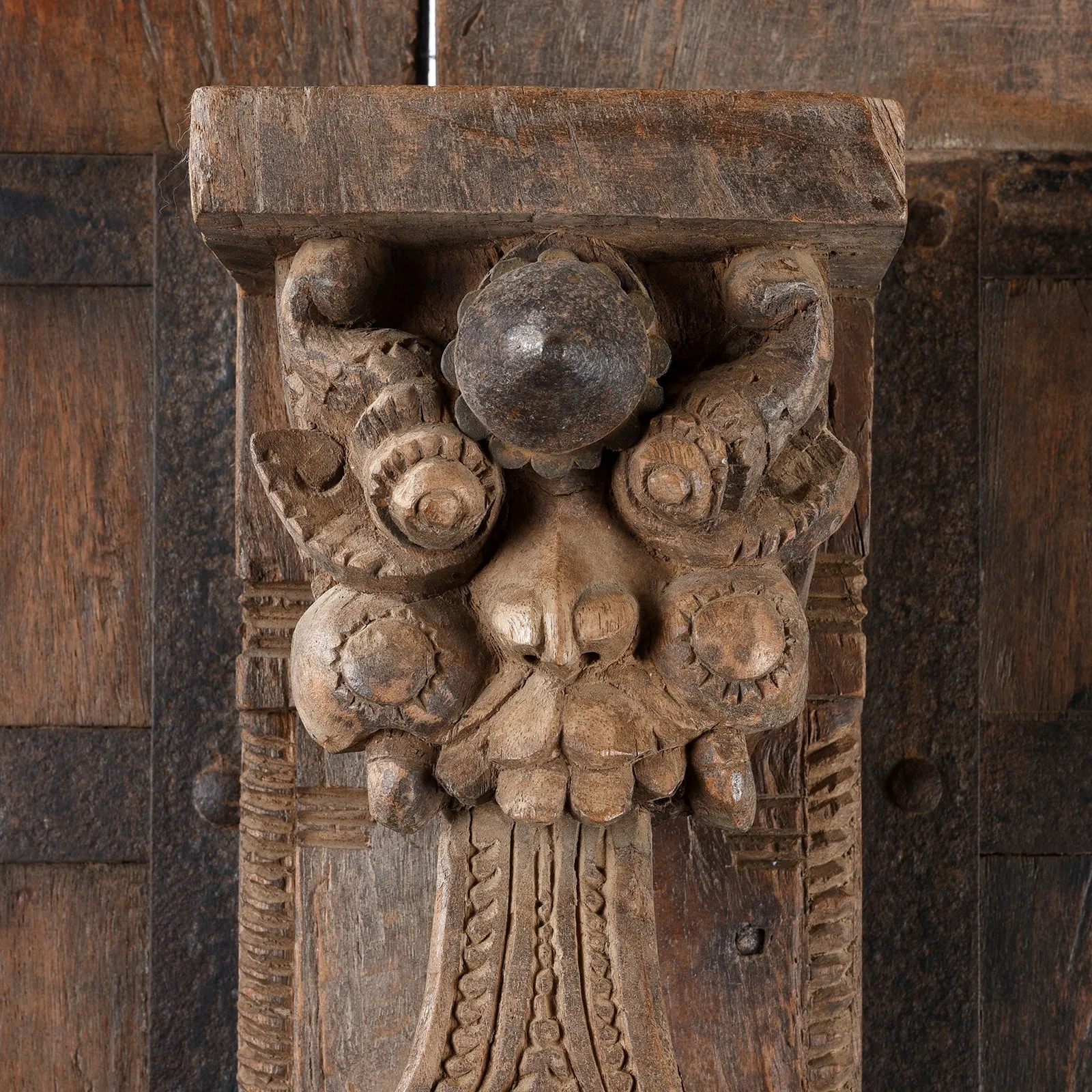 Carved Yali Door From Kerala - 19th Century