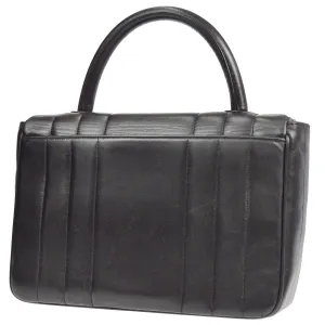 CHANEL 1994-1996 Border Vertical Handbag Black Lambskin 57068