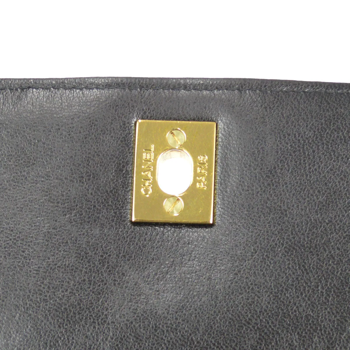 CHANEL 1994-1996 Border Vertical Handbag Black Lambskin 57068