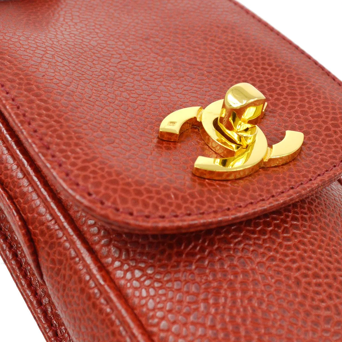CHANEL 1994-1996 Red Caviar Phone Case ao28621