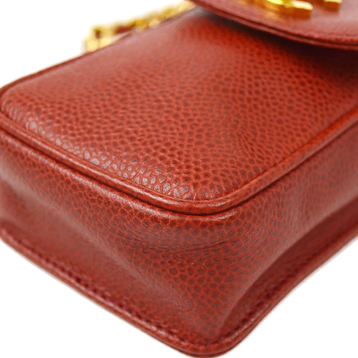 CHANEL 1994-1996 Red Caviar Phone Case ao28621