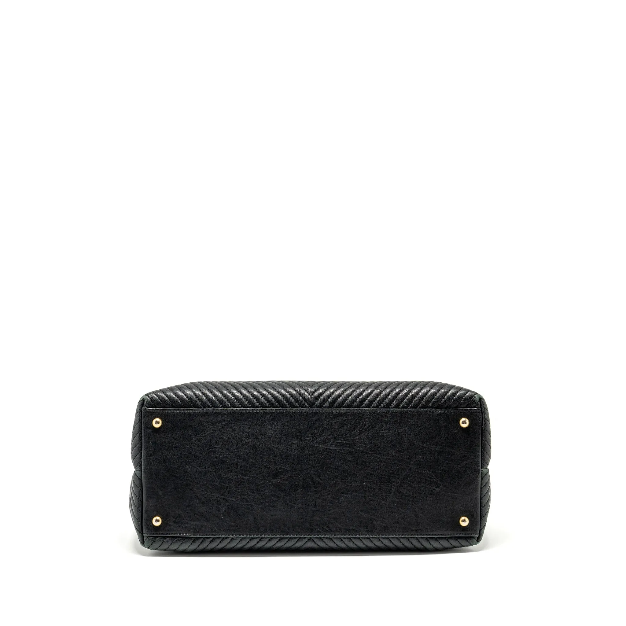 Chanel Chevron Shopping tote bag goatskin black GHW