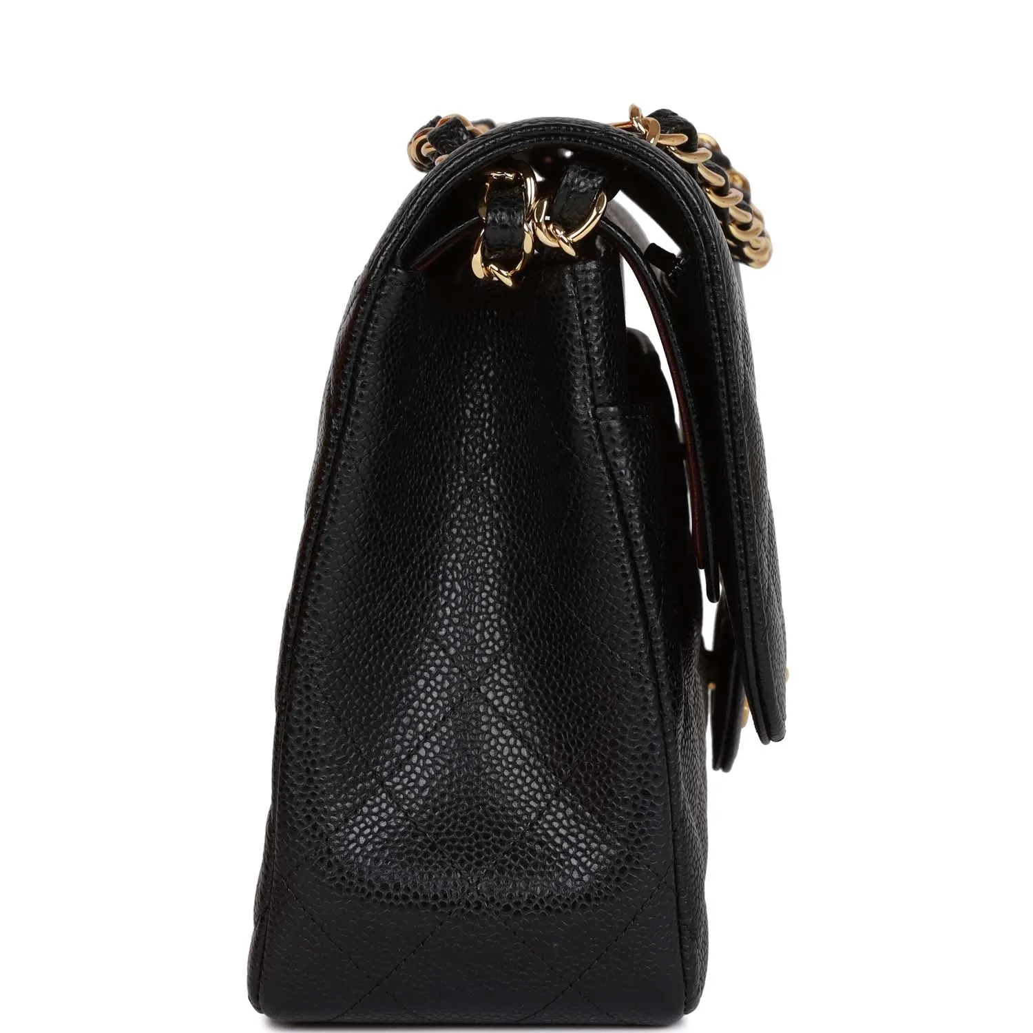 Chanel Jumbo Classic Double Flap Bag Black Caviar Gold Hardware