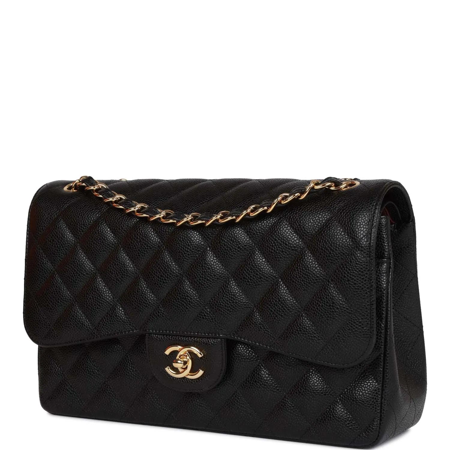 Chanel Jumbo Classic Double Flap Bag Black Caviar Gold Hardware
