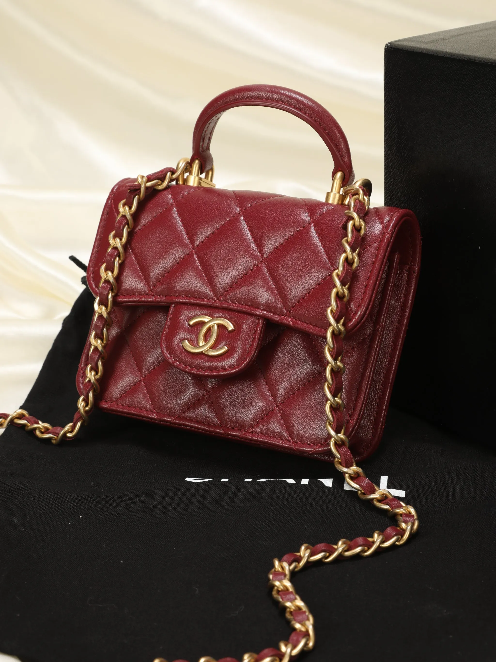 Chanel Lambskin Mini Top Handle Crossbody