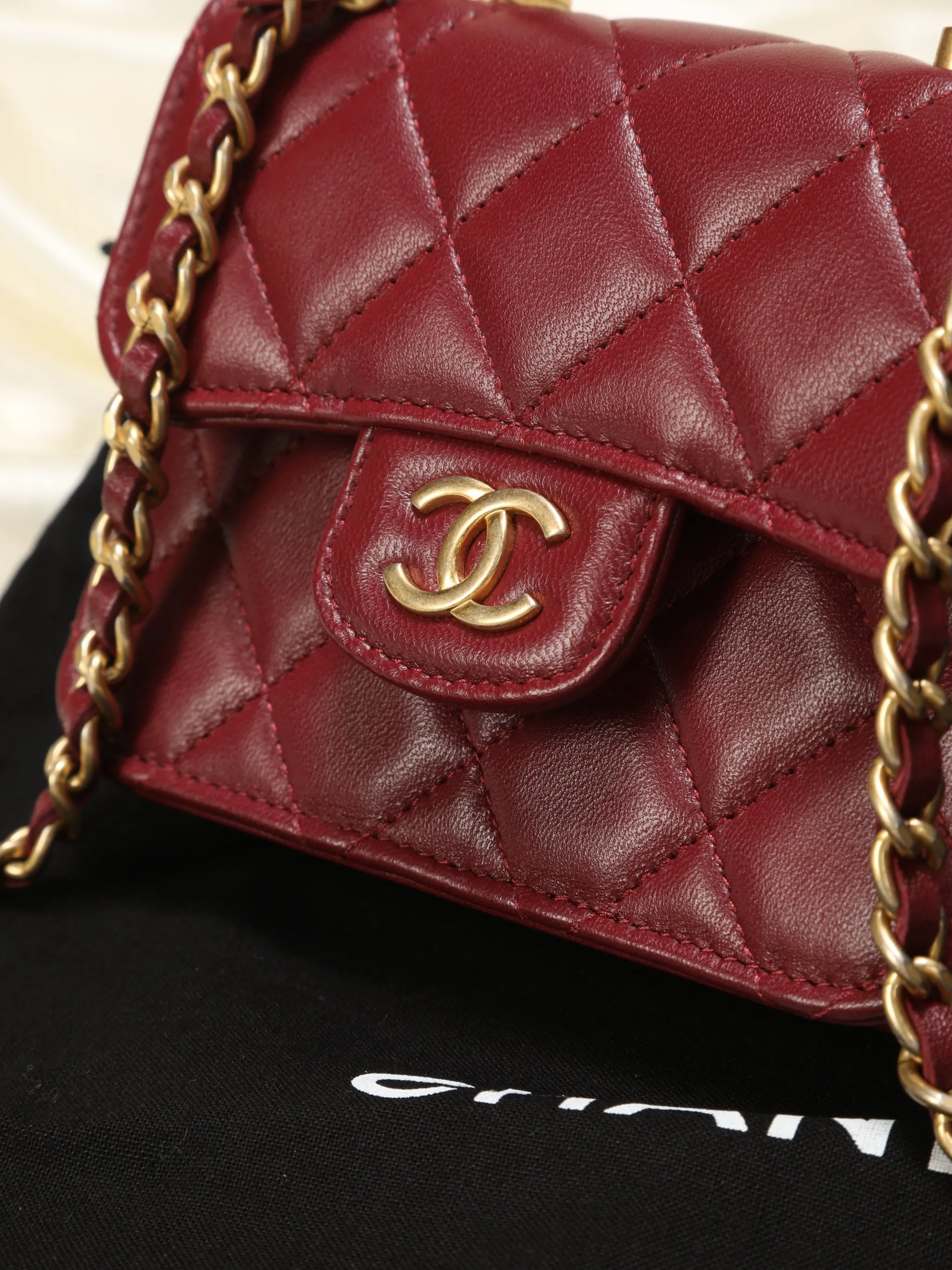 Chanel Lambskin Mini Top Handle Crossbody