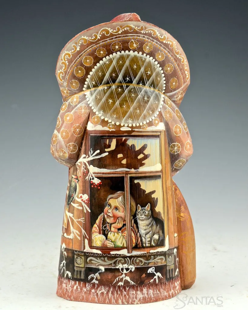 Christmas Birds Two Sided Scenic Russian Santa