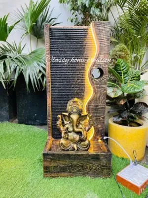 Classy Home Creation Ganesh Big Cascade Water Fountain,Garden AntiqueColor Large for Home,Office Items for Living Room |Best Gift for Any Occasion. Vastu Indoor Outdoor Decor with Led Lights