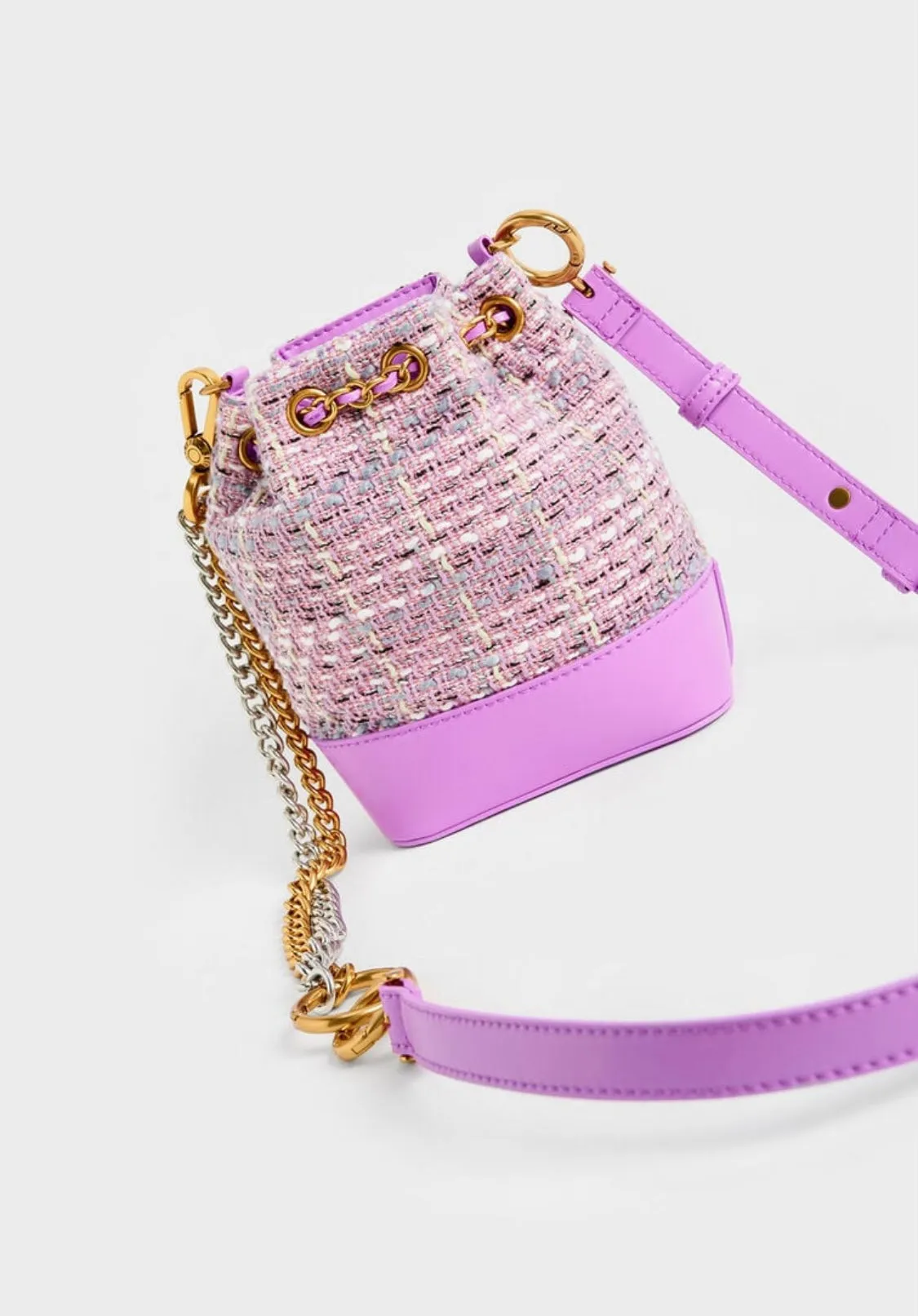 Dancer Tweed Drawstring Bucket Bag