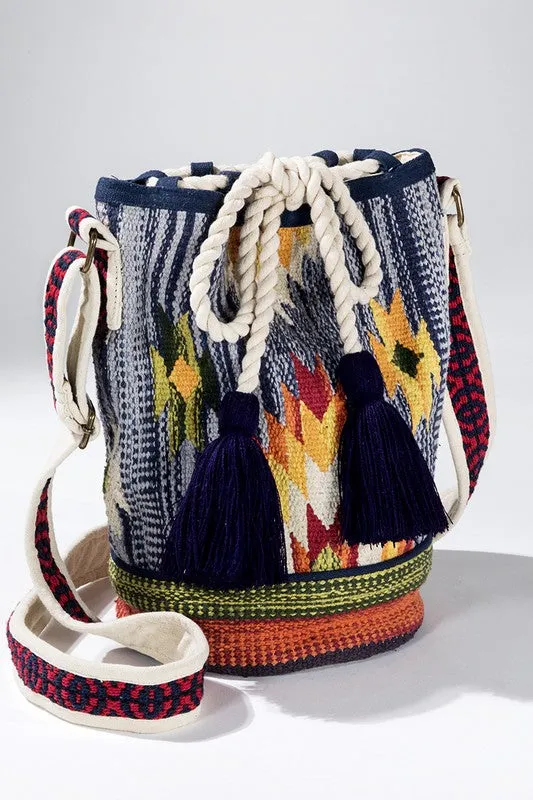 Denim Handwoven Nouveau Bucket Bag