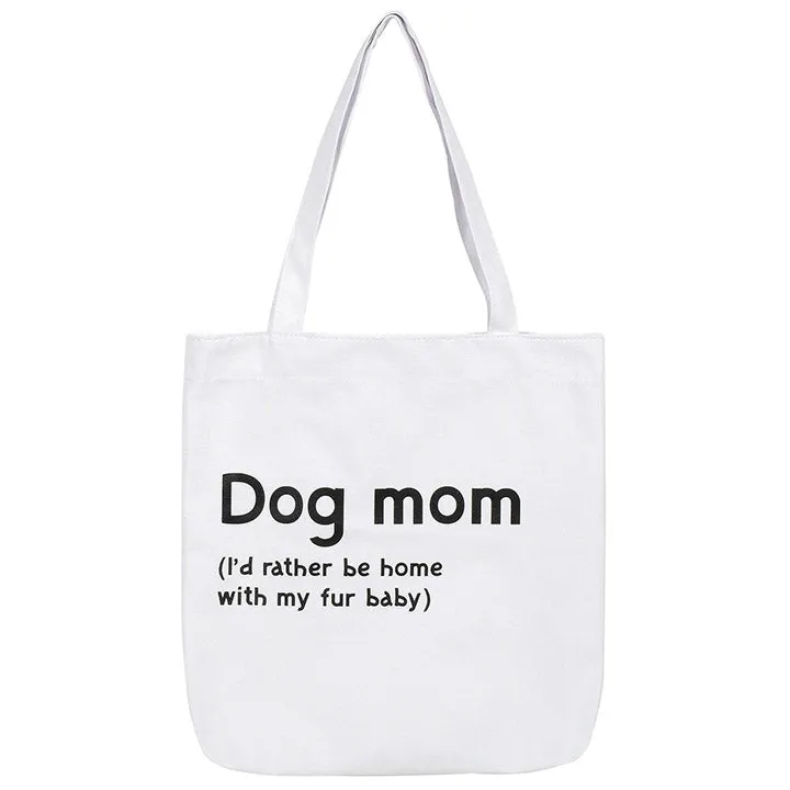 Dog Mom Canvas Tote Shopping Bag