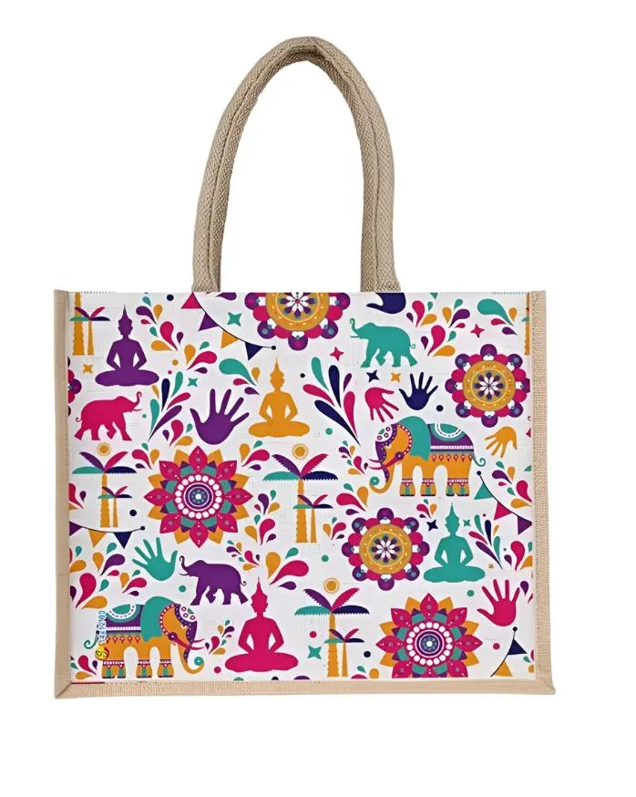Elephant Buddha Jute Bag