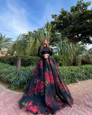 Exquisite Black Floral Lehenga Set