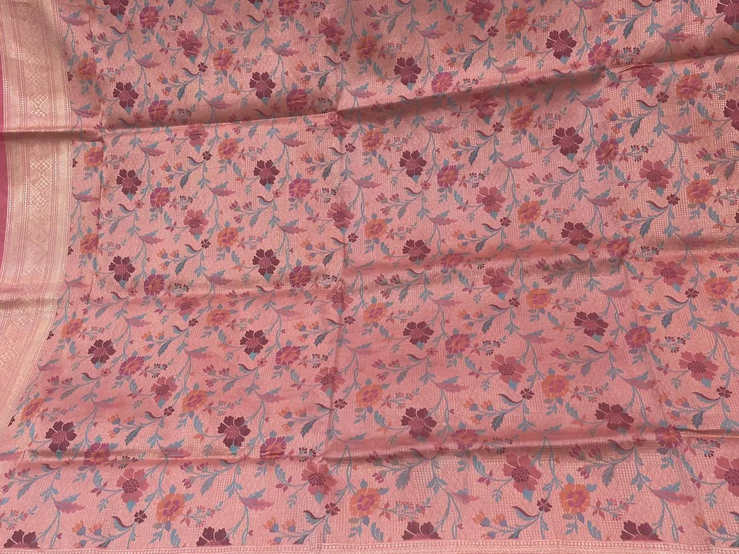 Exquisite Pink Banarasi Pure Katan Silk Dupatta