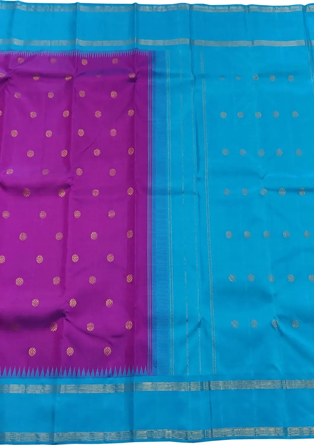 Exquisite Purple & Blue Kanjeevaram Pure Silk Saree