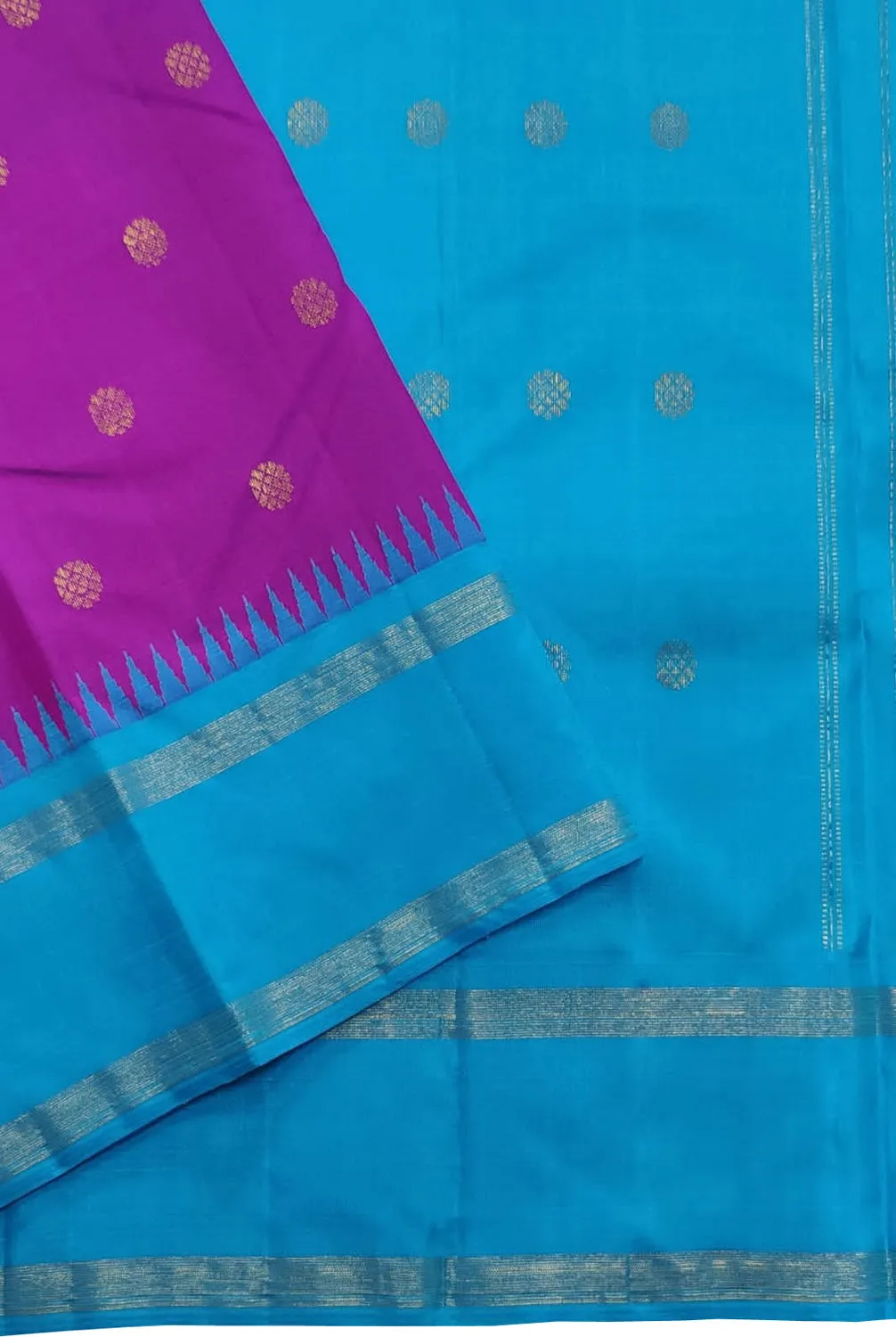 Exquisite Purple & Blue Kanjeevaram Pure Silk Saree