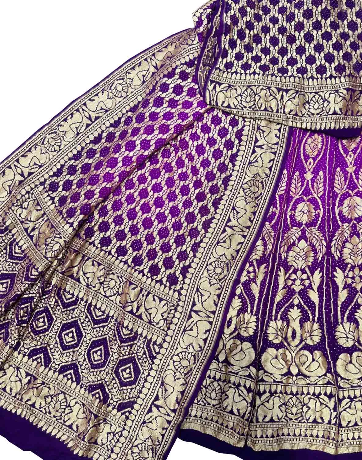 Exquisite Purple Banarasi Bandhani Georgette Lehenga Set