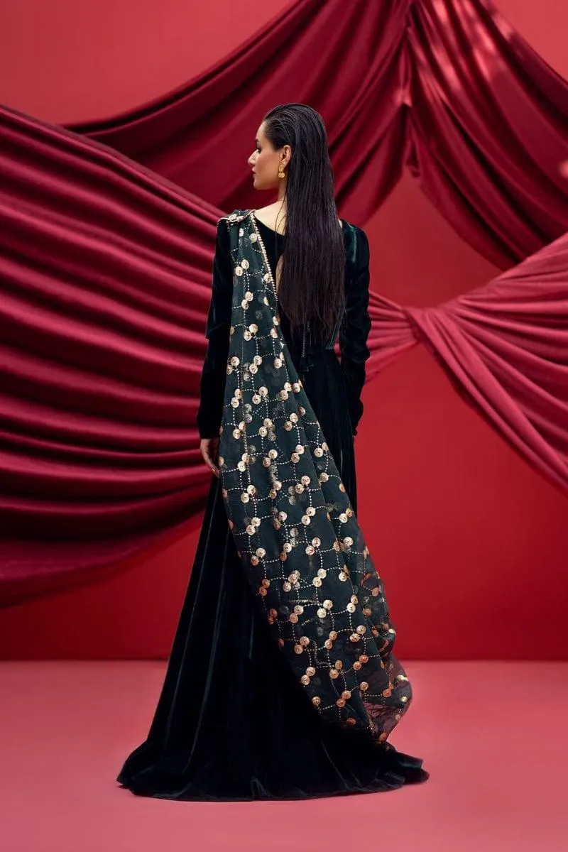 Fozia Khalid - ELIZA - Velvet - exquisite green - 3 Piece