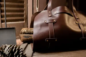 Full Grain Cowhide Leather Wood Log Carrier