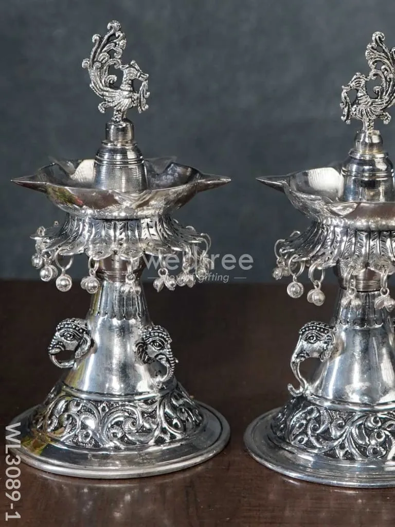 German Silver 5-Face Annapakshi Diya - WL3089