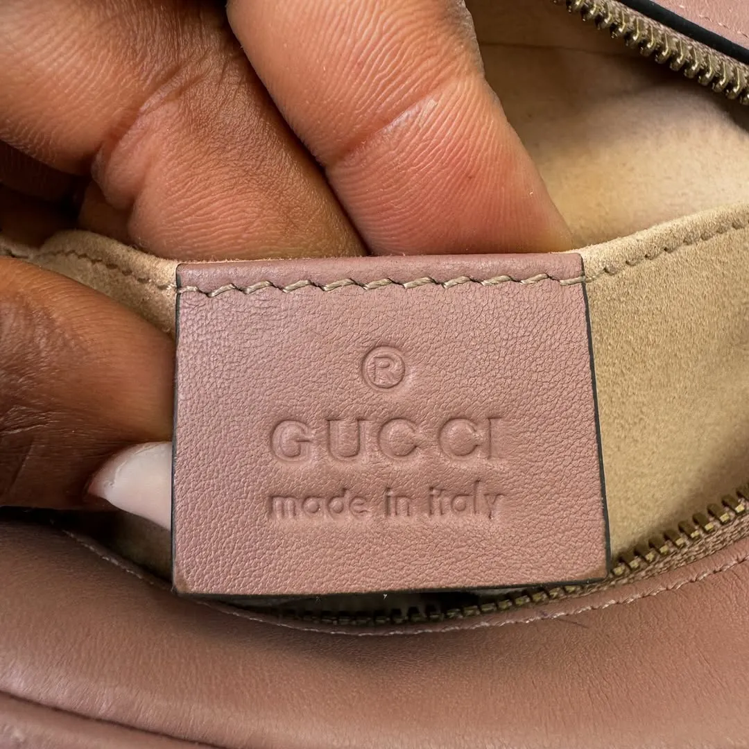 Gucci Dusty Pink Matelassé Leather GG Marmont Mini Bag