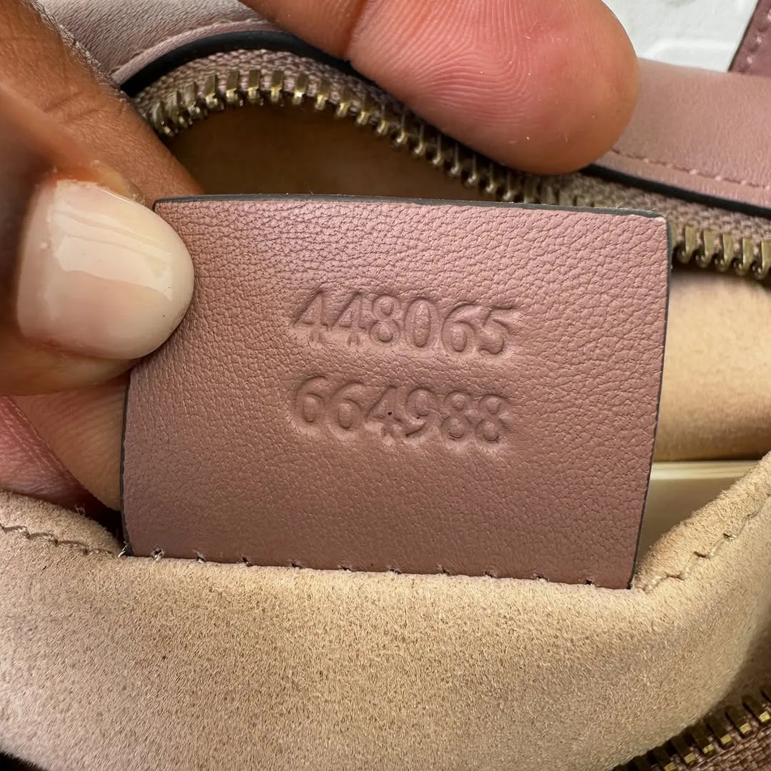 Gucci Dusty Pink Matelassé Leather GG Marmont Mini Bag