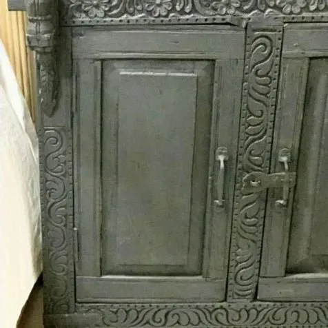 Hand-Carved Black Color Buffet Table | Solid Wooden Credenza
