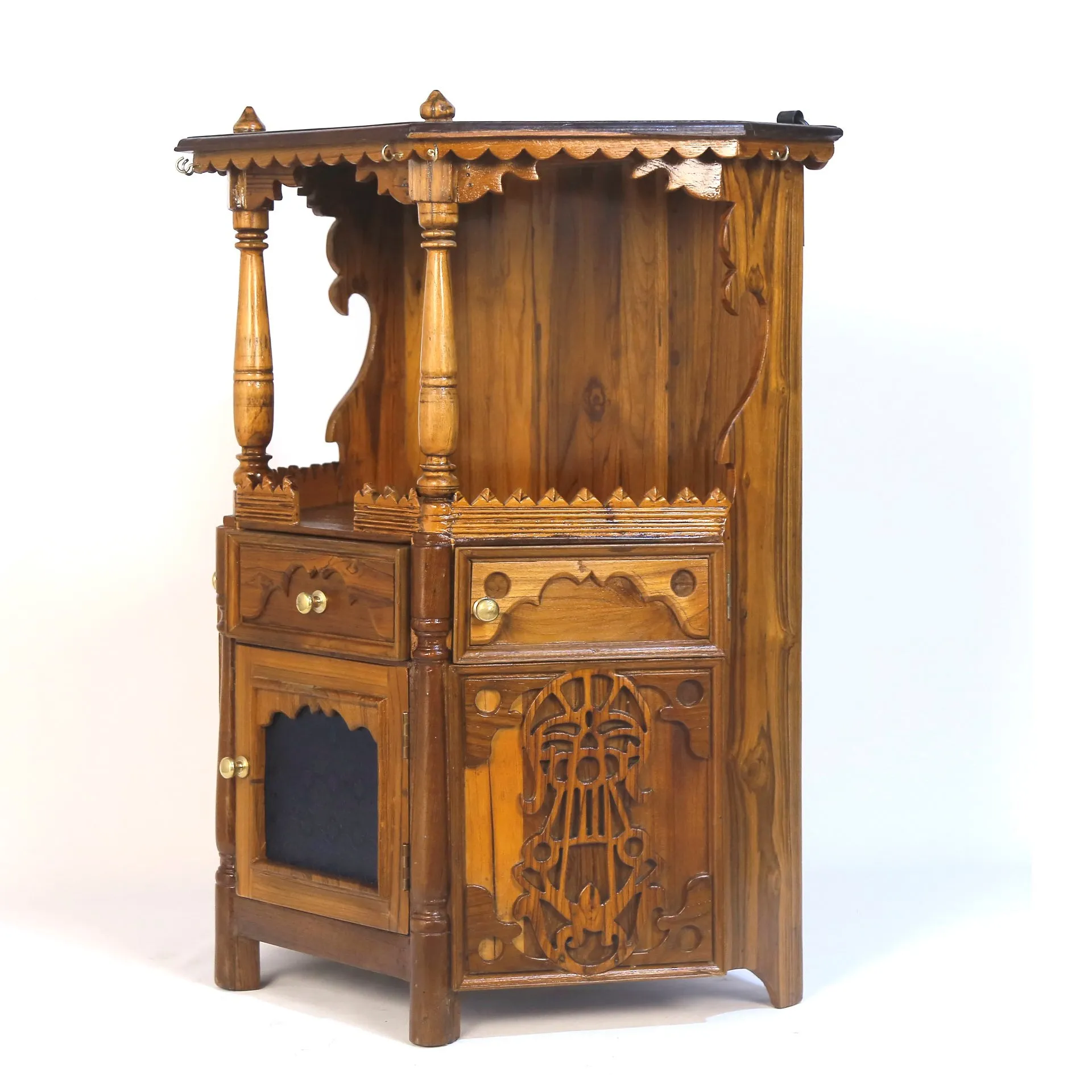 Intricately Carved Temple-style Cabinet