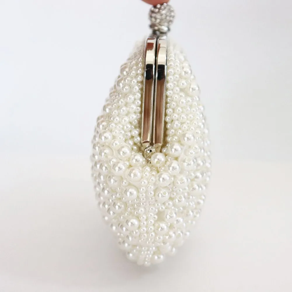 Ivory Pearl Beaded Clutch Bag