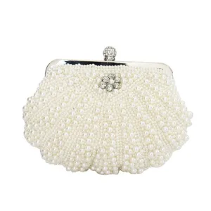 Ivory Pearl Beaded Clutch Bag