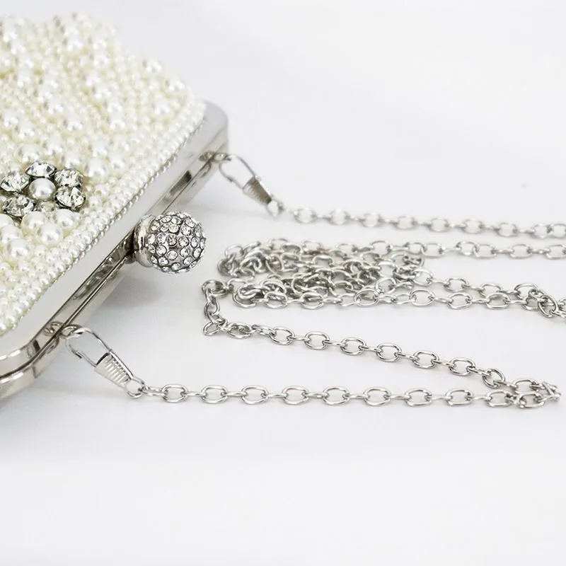Ivory Pearl Beaded Clutch Bag