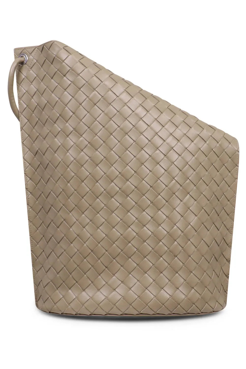 KNOT HOOK MEDIUM BUCKET BAG | TAUPE/SILVER