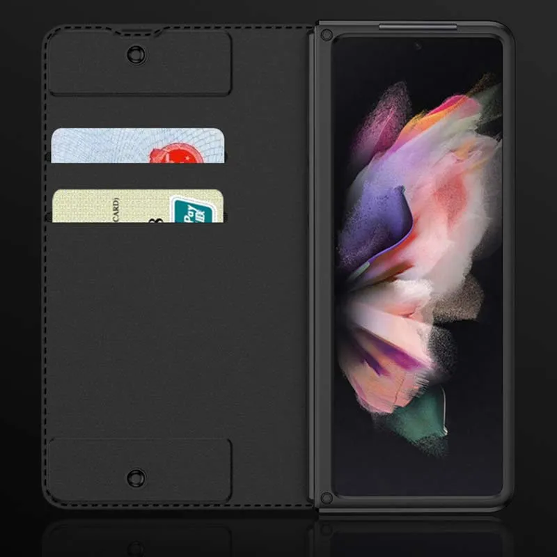 Leather Wallet Case For Galaxy Z Fold 3/4 With Removable S Pen Holder Kickstand